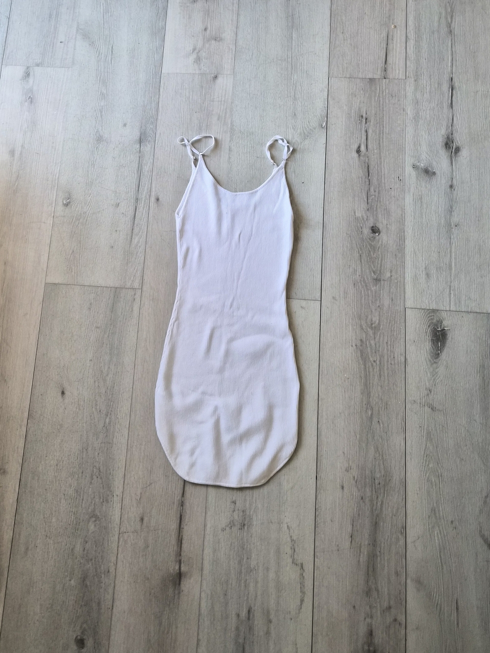Women's White Ribbed Slip Dress - Classic Tank Style